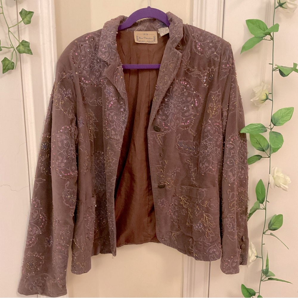retro beaded velvety/corduroy jacket like free people